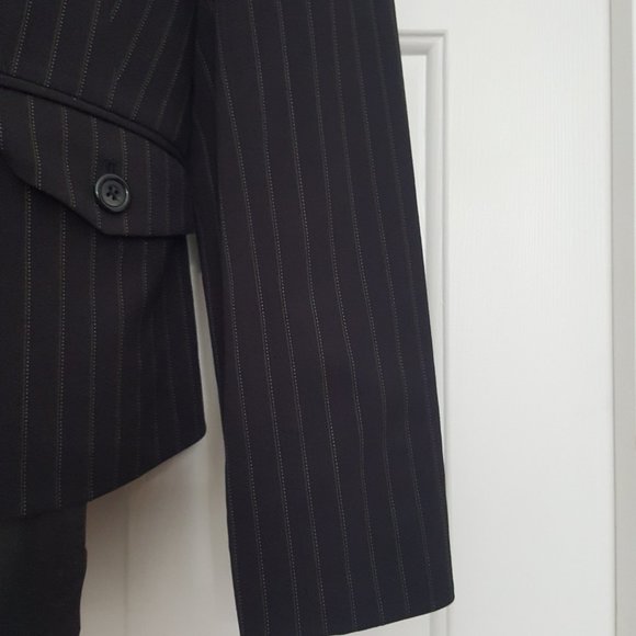 New STYLE & CO Strech Collection Womens Button Suit Jacket Black Striped - Picture 6 of 12